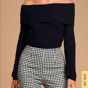 Lulus Black Off-the-Shoulder Knit Sweater Top